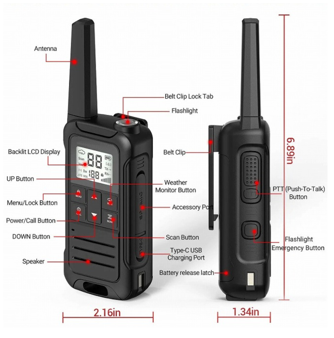 画像: 通話距離約5キロ アルカリ電池と充電池でも使える タイプC・USB充電出来る 防水トランシーバー 新品 未開封 2台セット / ZS- 過激飛びMAX 新品 即納