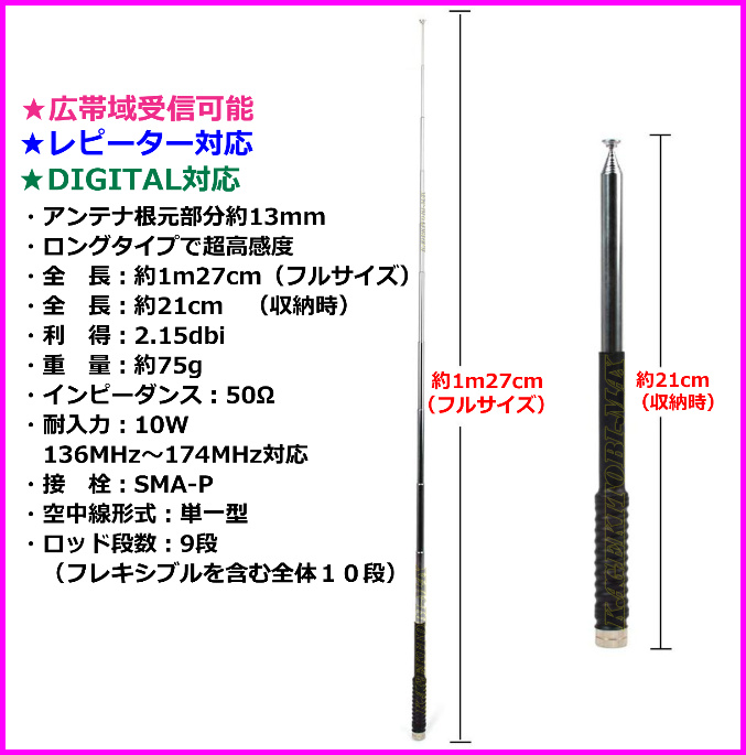 画像: 過激飛びMAX製　広帯域受信対応 フレキシブル ロッドアンテナ 新品 即納